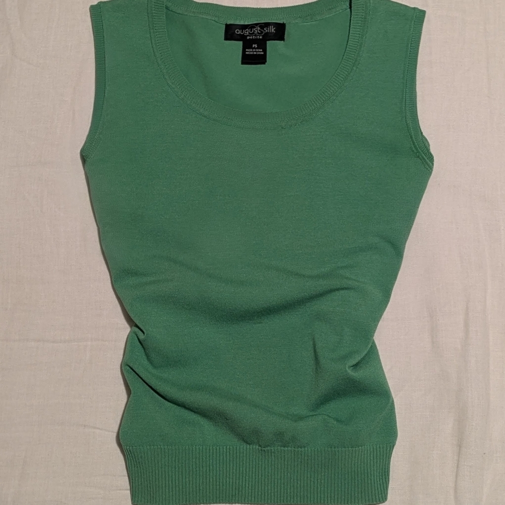 August Silk Green Sleeveless Sweater